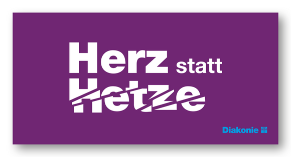 Aufkleber: Herz statt Hetze (VPE 5 Stück) GROß