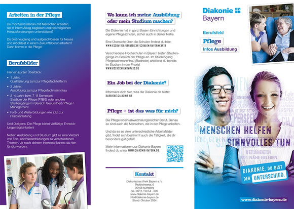 Faltblatt Berufsfeld PFLEGE Informationen für die Ausbildung